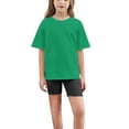 thumbnail image 1 of Eltusu Girls Outfit Sets, Crewneck Loose Fit Short Sleeve T-Shirts & Shorts Sets Green Size 6-7 T, 1 of 7