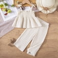 thumbnail image 1 of Eltusu Girls Outfit Sets, Elastic Waist Sleeveless Summer Tops with Pants Sets Beige Size 4 T, 1 of 5