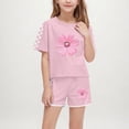 thumbnail image 1 of Eltusu Girls Outfit Sets, Elastic Waistband Graphic Short Sleeve T-Shirts & Shorts Sets Pink Size 5-14 T, 1 of 7