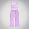 thumbnail image 1 of Eltusu Girls Outfit Sets, Elastic Waistband Sleeveless Solid Color Tops with Pants Sets Purple Size 9-10 T, 1 of 2