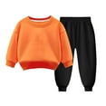 thumbnail image 1 of Eltusu Girls Outfit Sets, Long Sleeve Solid Color Two Pieces Sweatshirts & Sweatpants Set Orange Size 3-8 T, 1 of 2