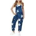 thumbnail image 1 of Eltusu Girls Overalls, Sleeveless Stretchy Star Graphic Casual Kids Jumpsuit Romper Dark Blue Size 5-14 T, 1 of 6