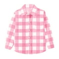 thumbnail image 1 of Eltusu Girls Plaid Shirts, Casual Lapel Collar Long Sleeve Lightweight Button-Down Shirts Pink Size 12 Months-8 T, 1 of 3