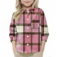 thumbnail image 1 of Eltusu Girls Plaid Shirts, Long Sleeve Casual Lapel Collar Comfy Button-Down Shirts Pink Size 7-8 T, 1 of 5