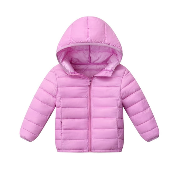 Eltusu Girls Puffer Jackets, Windproof Hooded Thermal Zip up Winter Outerwear Purple Size 12-13 T