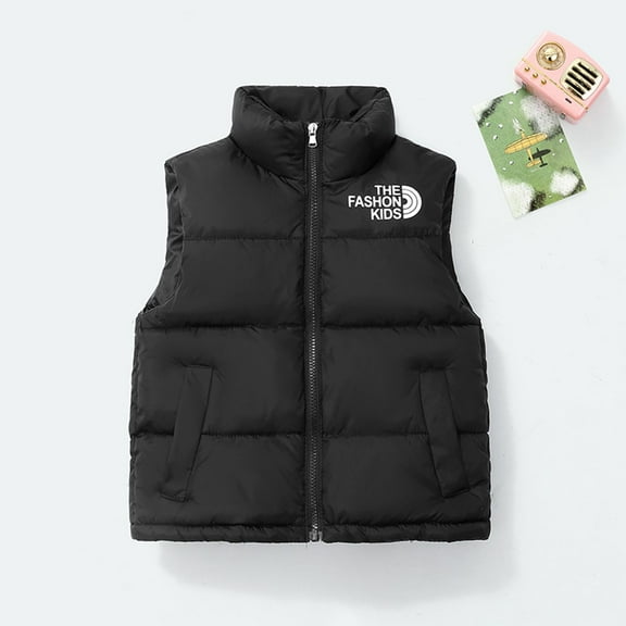 Eltusu Girls Puffer Vests, Windproof Cotton Sleeveless Thermal Winter Jackets Black Size 13-14 T