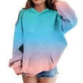 thumbnail image 1 of Eltusu Girls Pullover Hoodies, Gradient Warm Casual Long Sleeve Sweatshirts with Pockets Sky Blue Size 7-8 T, 1 of 7