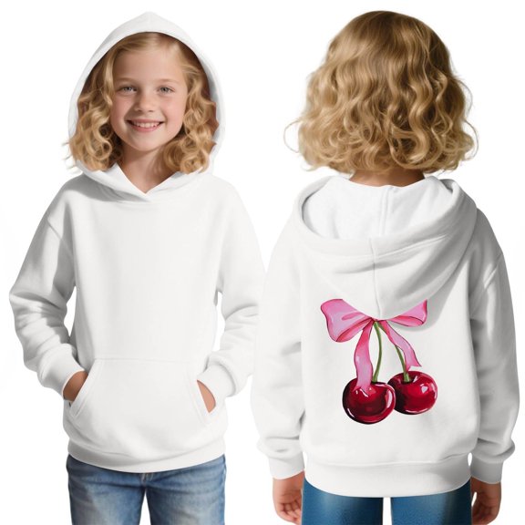 Eltusu Girls Pullover Hoodies, Long Sleeve Relaxed Fit Casual Graphic Sweatshirts with Pockets White Size 9-10 T