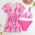 thumbnail image 1 of Eltusu Girls Rush Gard Sets, Beachwear 3 Pieces Short Sleeve Sun Protect Bikini Sets Pink Size 8-12 T, 1 of 8