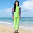 thumbnail image 1 of Eltusu Girls Rush Gard Sets, Beachwear Two Pieces Long Sleeve Holiday Swim Tops and Pants Green Size 7-8T, 1 of 5