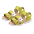 thumbnail image 1 of Eltusu Girls Sandals, No Slip Open Toe Flat Princess Beach Shoes Yellow Size 4 T, 1 of 3