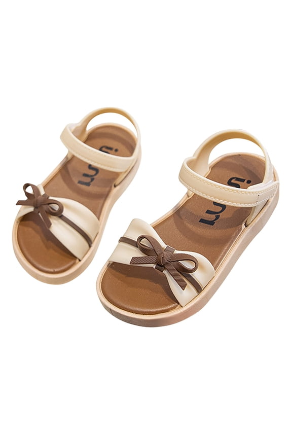 Girls Sandals, Open Toe Non- Slip Soft Sole Breathable Summer Shoes Brown Size 9(Toddler)