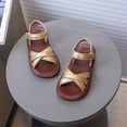 thumbnail image 1 of Eltusu Girls Sandals, Open Toe Non-Slip Soft Sole Casual Summer Shoes Gold Size 15-18 Months, 1 of 2