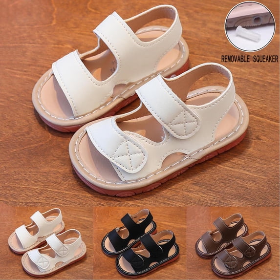 Eltusu Girls Sandals, Soft Sole Casual Open Toe Non-Slip Beach Shoes Beige Size 9-12 Months