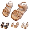 thumbnail image 1 of Eltusu Girls Sandals with Strap, No Slip Comfort Open Toe Soft Sole Summer Shoes Beige Size 11(Little Kids), 1 of 8