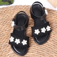 thumbnail image 1 of Eltusu Girls Sandals with Strap, No Slip Summer Open Toe Soft Sole Summer Shoes Black Size 2.5(Big Kids), 1 of 7