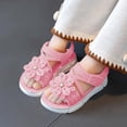 thumbnail image 1 of Eltusu Girls Sandals with Strap, Non Slip Open Toe Soft Sole Flower Summer Sandals Pink Size 1(Big Kids), 1 of 5