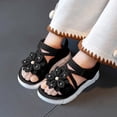 thumbnail image 1 of Eltusu Girls Sandals with Strap, Open Toe Soft Sole Non Slip Flower Summer Sandals Black Size 9(Toddler), 1 of 5