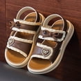thumbnail image 1 of Eltusu Girls Sandals with Strap, PVC Soft Sole No Slip Open Toe Flat Sandals Brown Size 1.5(Big Kids), 1 of 8