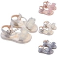 thumbnail image 1 of Eltusu Girls Sandals with Strap, Soft Sole Non Slip Princess Open Toe Summer Shoes Beige Size 12(Little Kids), 1 of 7