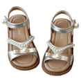 thumbnail image 1 of Eltusu Girls Sandals with Strap, Soft Sole Open Toe Casual No Slip Summer Sandals Silver Size 13(Little Kids), 1 of 4