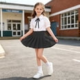 thumbnail image 1 of Eltusu Girls School Uniform Sets 3 Pieces, Short Sleeve Button-Up Pleated Summer Clothing Sets Black Size 5-6 T, 1 of 5