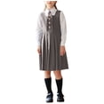 thumbnail image 1 of Eltusu Girls School Uniform Sets, Button Turn Down Collar Long Sleeve Shirt Dress and Tie Sets Gray Size 7-8 T, 1 of 5
