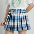 thumbnail image 1 of Eltusu Girls School Uniform Skirts, Cotton Graduation Elastic Waistband Summer Plaid Skirts Blue Size 9-10 T, 1 of 4