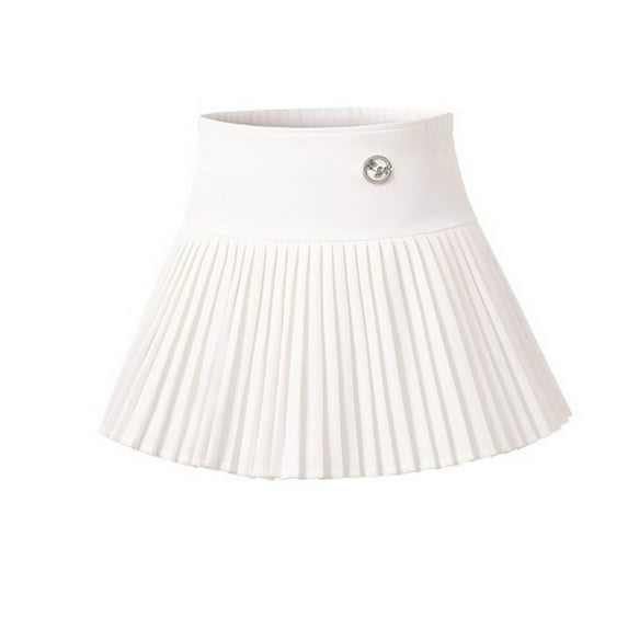 Eltusu Girls School Uniform Skirts, Elastic Waistband Breathable Casual Athletic Pleated Skirts White Size 6-7 T