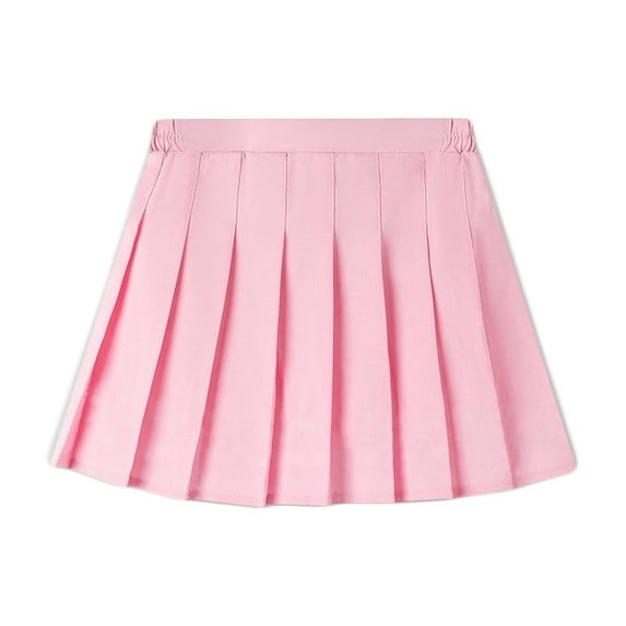 Eltusu Girls School Uniform Skirts, Graduation Summer Elastic Waistband Pleated Skirts Pink Size 12-13 T