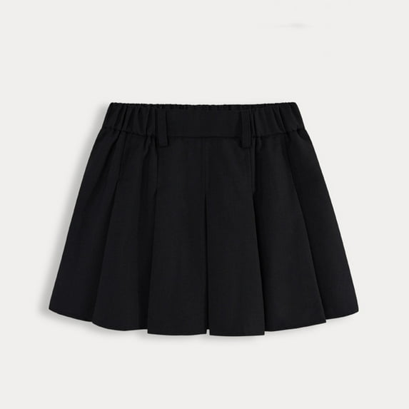 Eltusu Girls School Uniform Skirts, pleated Casual Elastic Waist Basic Summer Clothes Black Size 12-13T