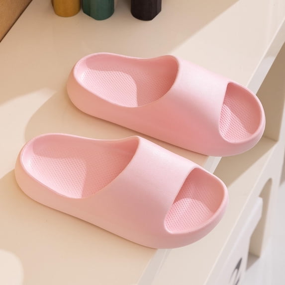 Eltusu Girls Slides, No Slip Shower Open Toe Soft Bottom Summer Slippers Pink Size 12.5-13(Little Kids)