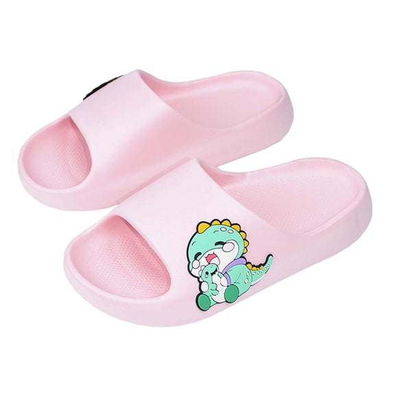 Eltusu Girls Slides, Soft Bottom Cartoon Non-Slip Open Toe Summer Slippers Pink Size 13-13.5(Big Kids)