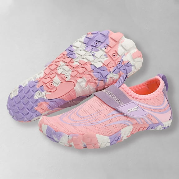 Eltusu Girls Sneakers, No Slip Mesh Breathable Lightweight Athletic Shoes Pink Size 2-15 T