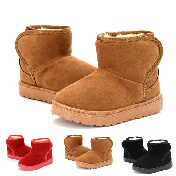 Eltusu Girls Snow Booties, Windproof Non Slip Thermal Comfy Winter Boots Shoes Yellow Size 3(Big Kids)