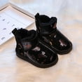 thumbnail image 1 of Eltusu Girls Snow Booties, Windproof PU Warm No Slip Winter Boots Shoes Black Size 2(Big Kids), 1 of 6