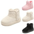 thumbnail image 1 of Eltusu Girls Snow Booties, Windproof Thermal Solid Color Non Slip Winter Boots Shoes Beige Size 2(Big Kids), 1 of 7