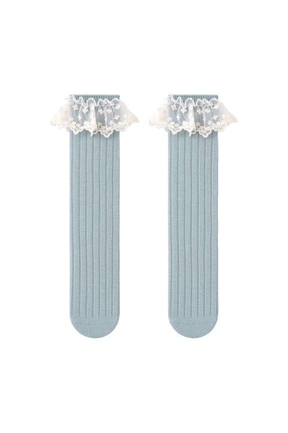 Girls Socks, Cotton Fashion Tight Stretch School Uniform Socks Light Blue Size 0-13 T