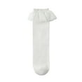 thumbnail image 1 of Eltusu Girls Socks, Stretch Cotton Ruffle Tight School Uniform Socks White Size 3-12 T, 1 of 2