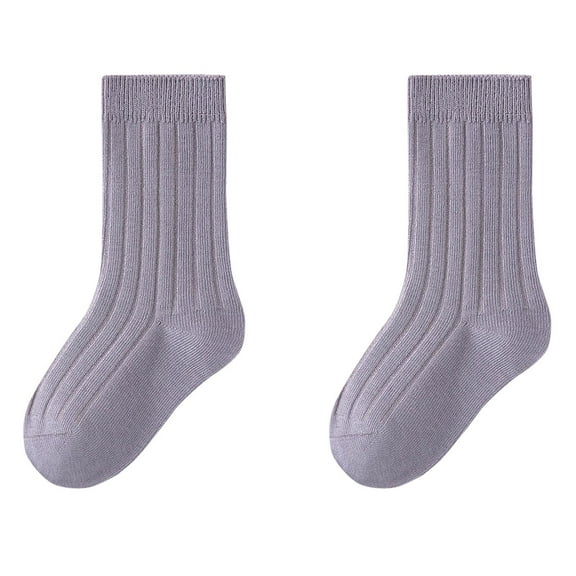Eltusu Girls Socks, Stretch Cotton Soft Comfy Mid-Calf Socks Purple Size 3-12 T
