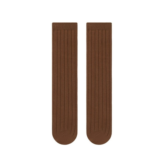 Eltusu Girls Socks, Tight Breathable Cotton Stretch School Uniform Socks Brown Size 0-13 T