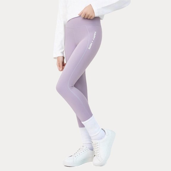 Eltusu Girls Stretch Leggings, Dance Casual High Waist Soft Tight Pants Purple Size 5-6 T