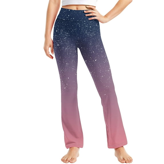 Eltusu Girls Stretch Leggings, Sports Soft Casual Elastic Waist Tight Pants Purple Size 10-12 T