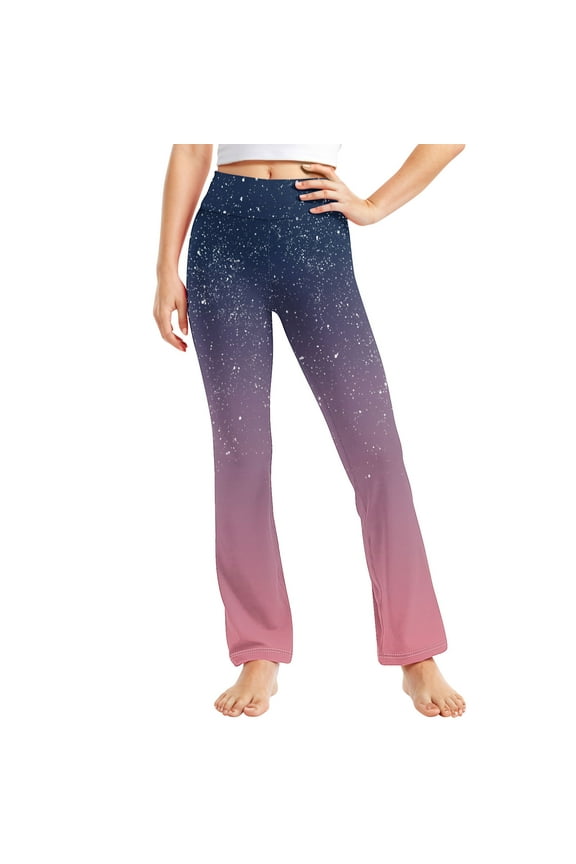 Girls Stretch Leggings, Sports Soft Casual Elastic Waist Tight Pants Purple Size 10-12 T