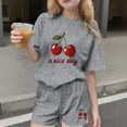 thumbnail image 1 of Eltusu Girls Summer Outfit Sets, Short Sleeve Graphic Crew Neck T-Shirts & Shorts Sets Dark Gray Size 5-6T, 1 of 5