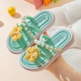 thumbnail image 1 of Eltusu Girls Summer Slippers, Non-Slip Open Toe Flat Holiday Sandal Slide Shoes Green Size 2-2.5 T, 1 of 2