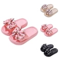 thumbnail image 1 of Eltusu Girls Summer Slippers, Non-Slip Soft Bottom Bow Open Toe Sandal Slide Shoes Pink Size 8 T, 1 of 3