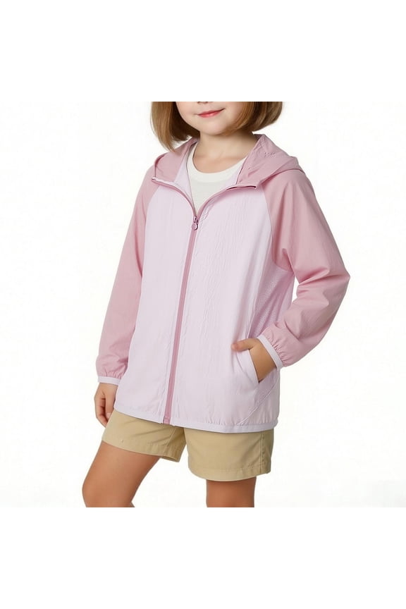 Girls Sun Protection Jackets, Athletic Long Sleeve Hooded Zipper Rash Guard Purple Size 11-12 T
