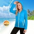 thumbnail image 1 of Eltusu Girls Sun Protection Jackets, Hooded Sports Full Zip Long Sleeve Rash Guard Sky Blue Size 11-12T, 1 of 9