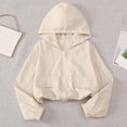 thumbnail image 1 of Eltusu Girls Sun Protection Jackets, Hooded Zip Up Lightweight Long Sleeve Rash Guard Outwear Beige Size 6-7 T, 1 of 8